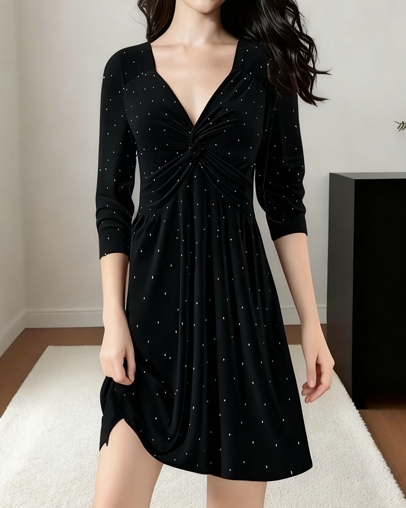 Averie Polka Dot V-Neck Dress