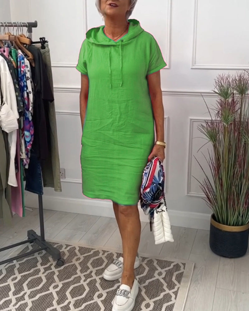 INES | Casual Dress with Hood and Short Sleeves Perfect for Summer