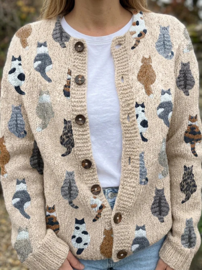 Cathy | Cat Print Cardigan