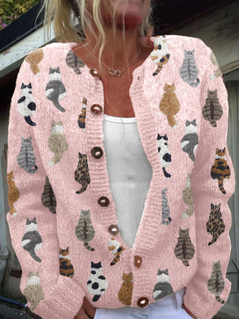 Cathy | Cat Print Cardigan