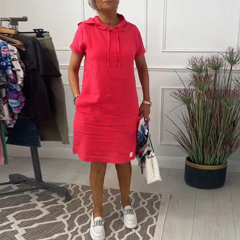 INES | Casual Dress with Hood and Short Sleeves Perfect for Summer