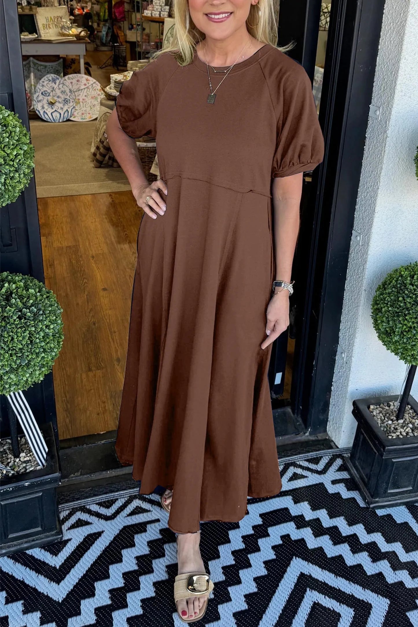ODETTE | Puff-Sleeve Maxi for Flattering Grace and Comfort