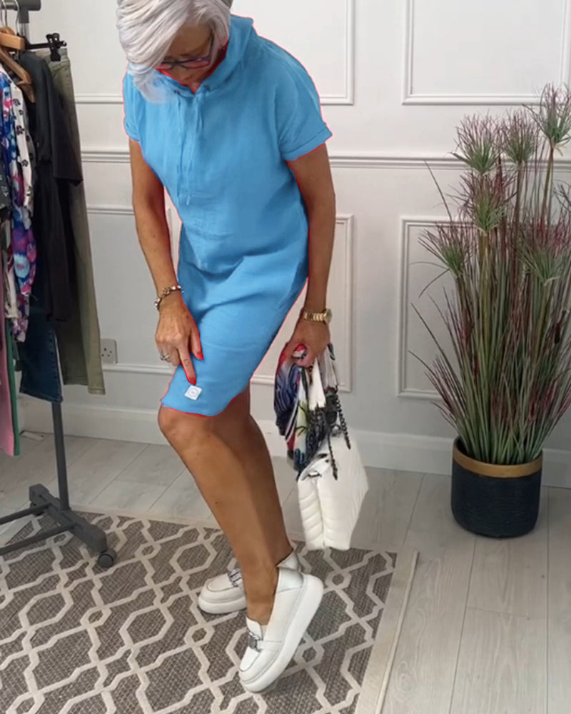 INES | Casual Dress with Hood and Short Sleeves Perfect for Summer