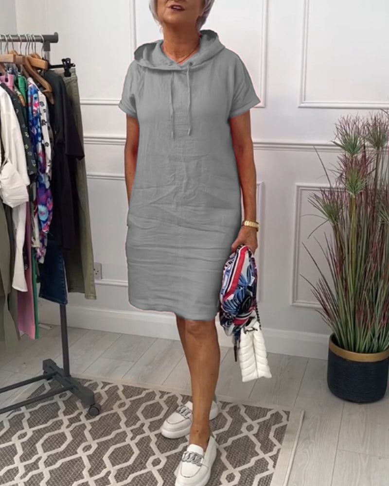INES | Casual Dress with Hood and Short Sleeves Perfect for Summer