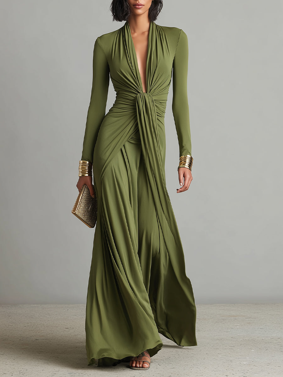 Valentina · Maxi dress with V-neck and ruffle details