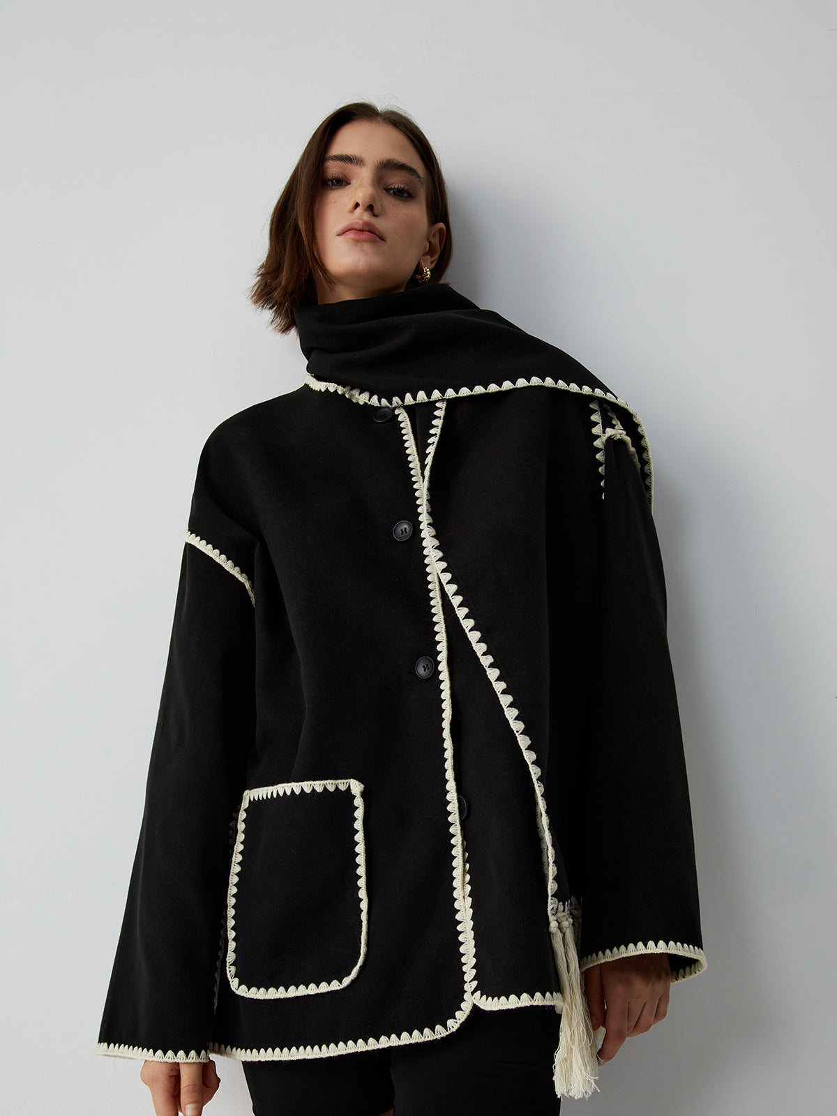 Women's Tailored Jacket with Matching Scarf
