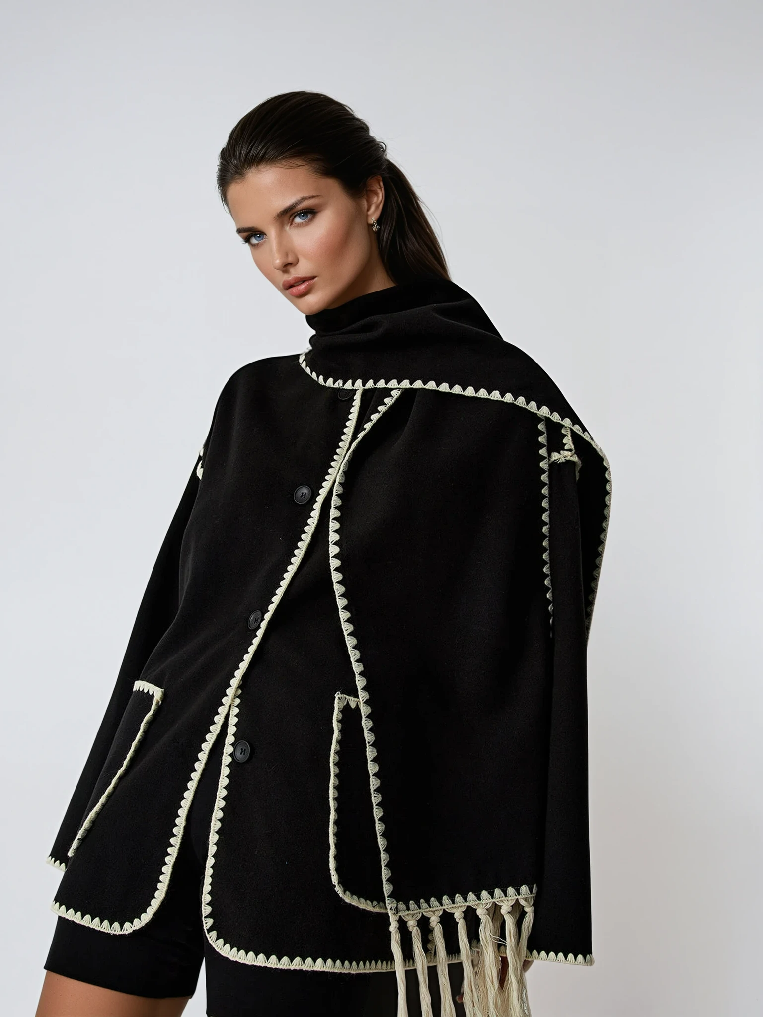 Women's Tailored Jacket with Matching Scarf