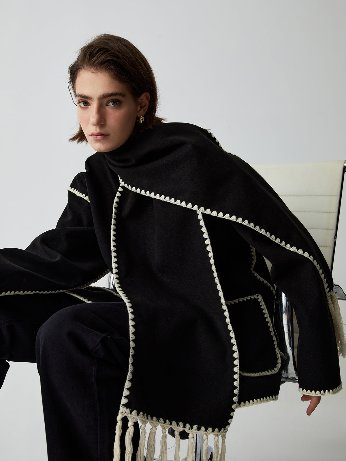 Women's Tailored Jacket with Matching Scarf