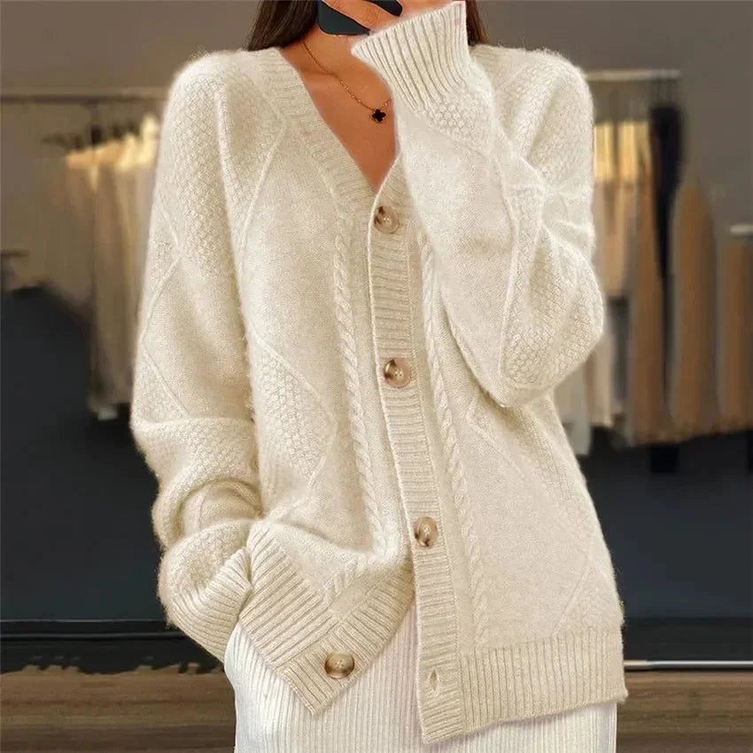 Aaliyah | Button Front V-Neck Cardigan