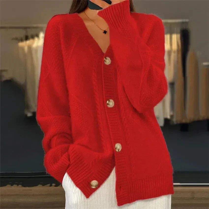 Aaliyah | Button Front V-Neck Cardigan