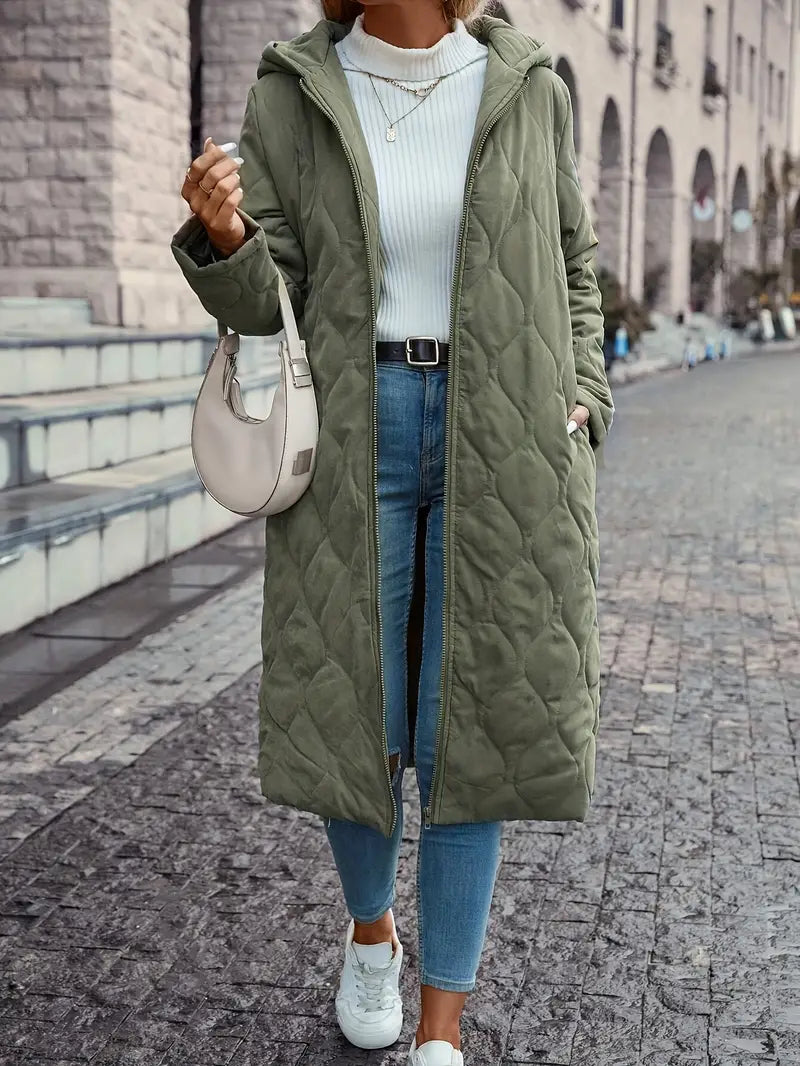 Women's Cotton quilted coat with hood and long sleeves