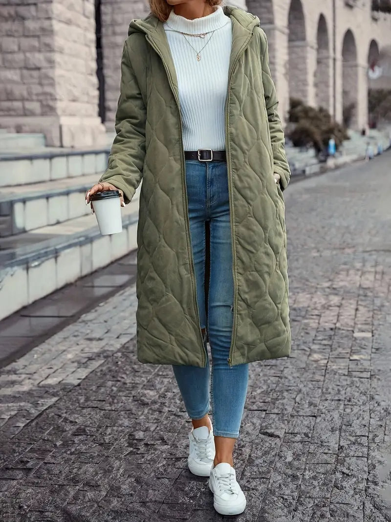 Women's Cotton quilted coat with hood and long sleeves
