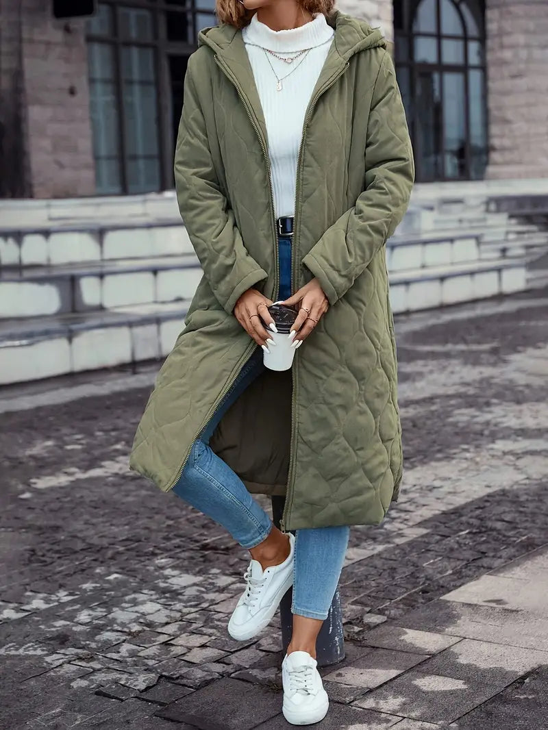 Women's Cotton quilted coat with hood and long sleeves