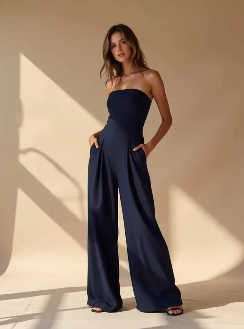 Women's Elegant loose fit strapless jumpsuit