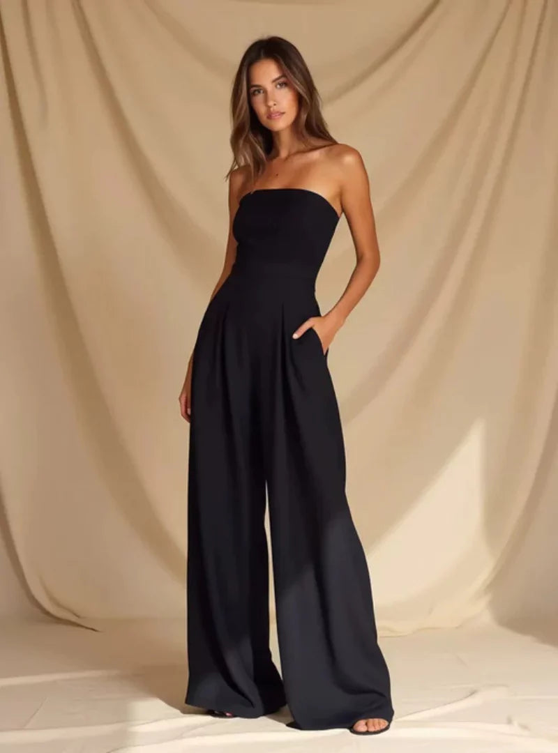 Women's Elegant loose fit strapless jumpsuit