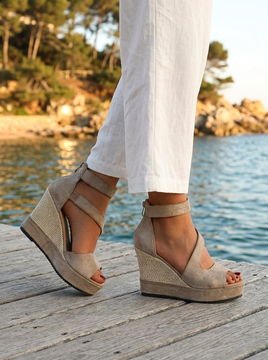Monica | Espadrille Wedge Sandal with Zipper for Women