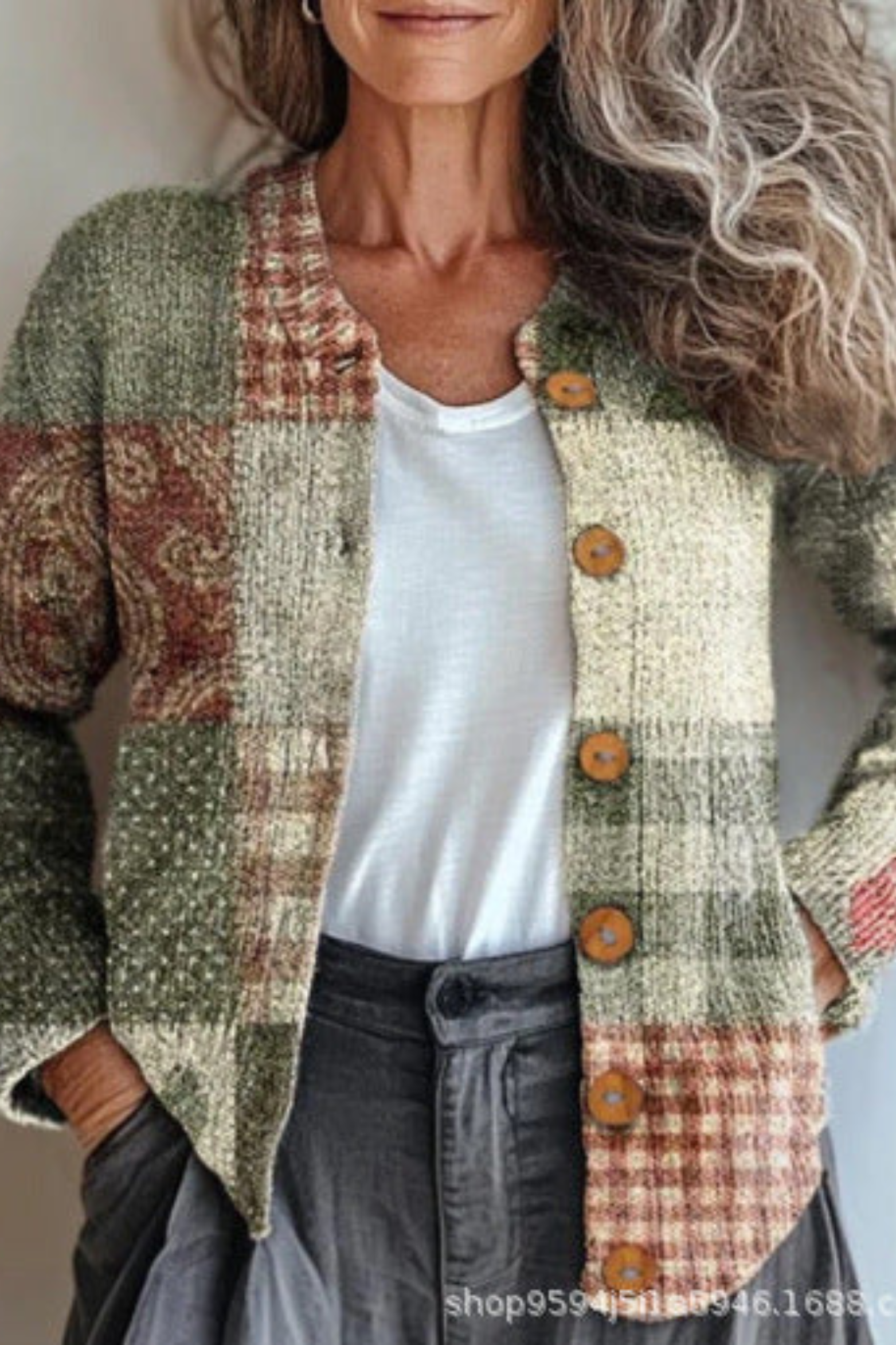 Petronella™ | Floral Patchwork Knit Cardigan
