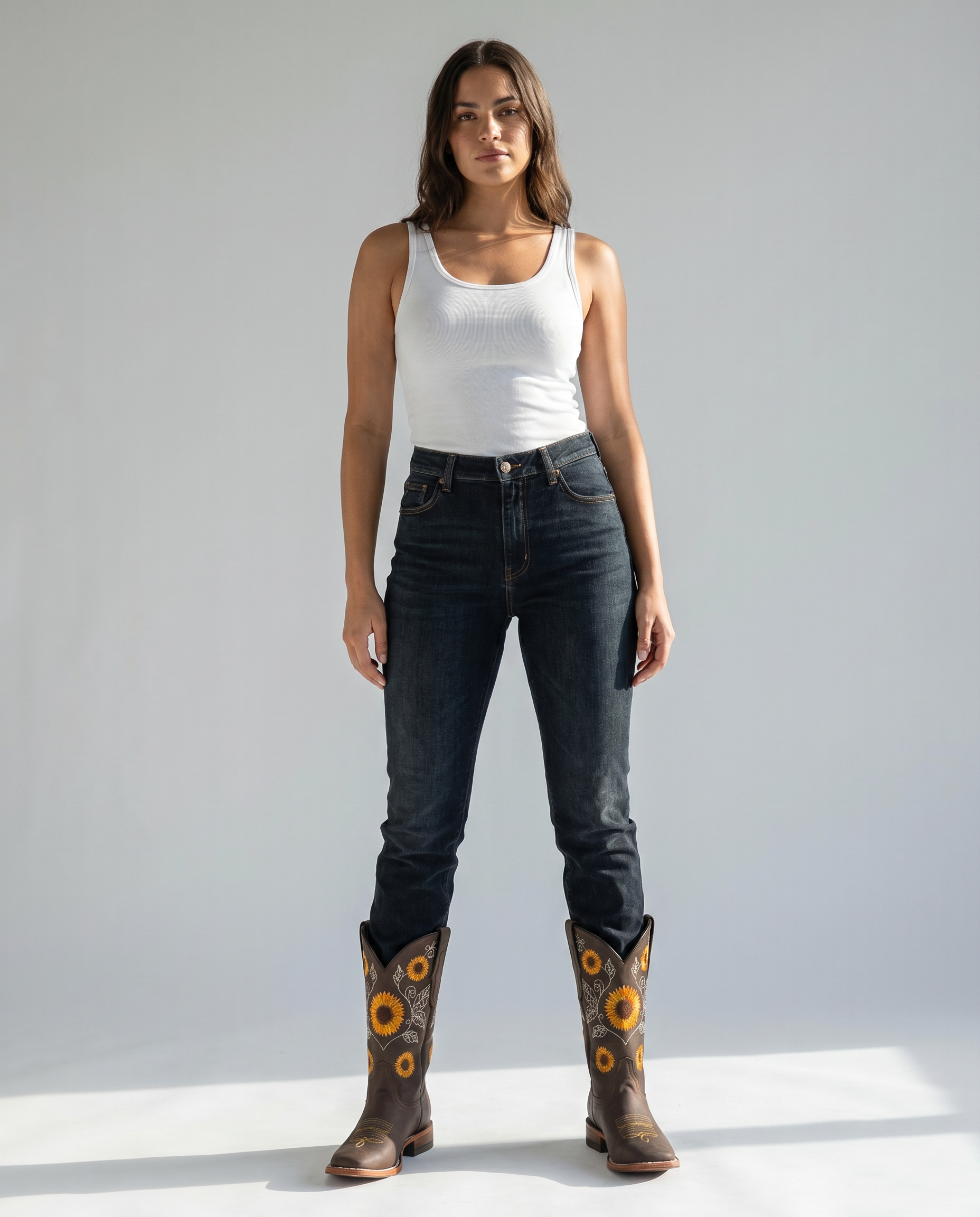 Women's Floral Embroidered Cowgirl Boots with Low Block Heel