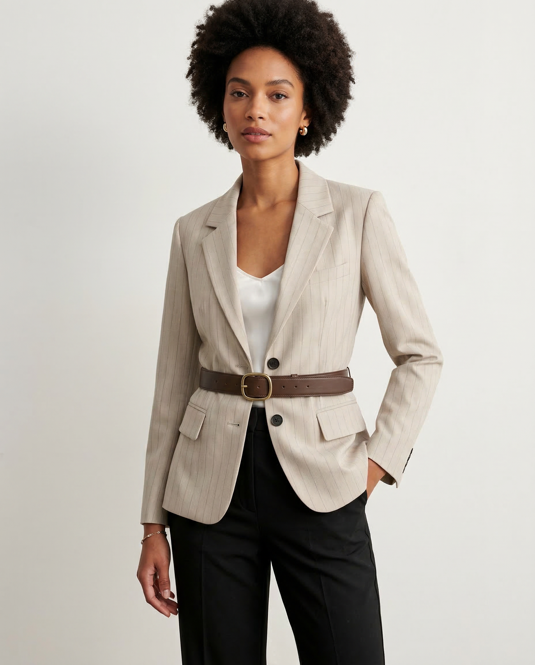 Suit Jacket – Stylish Loose Fit with Waist Belt