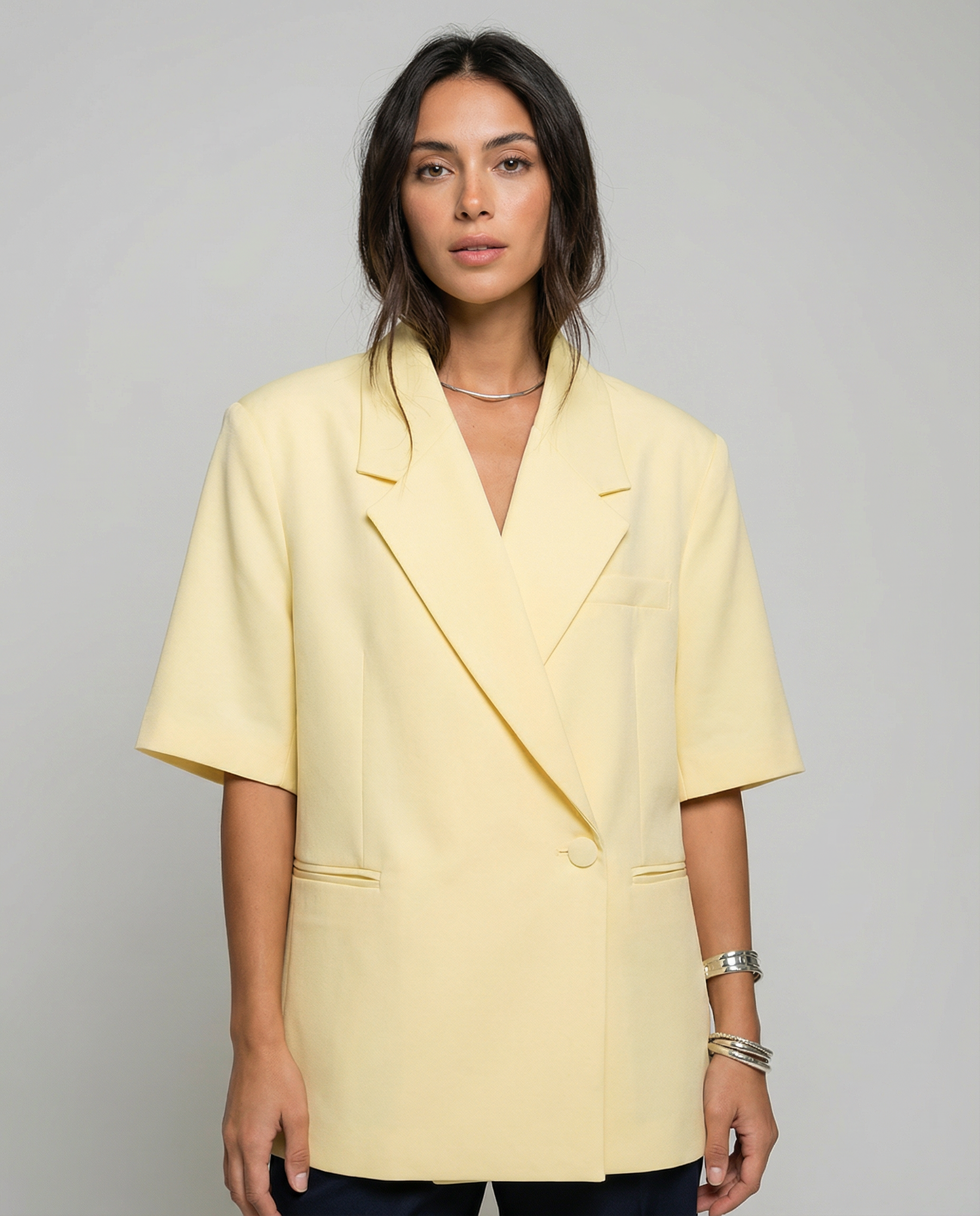 Oversize Blazer – Elegant Short Sleeve Summer Outerwear