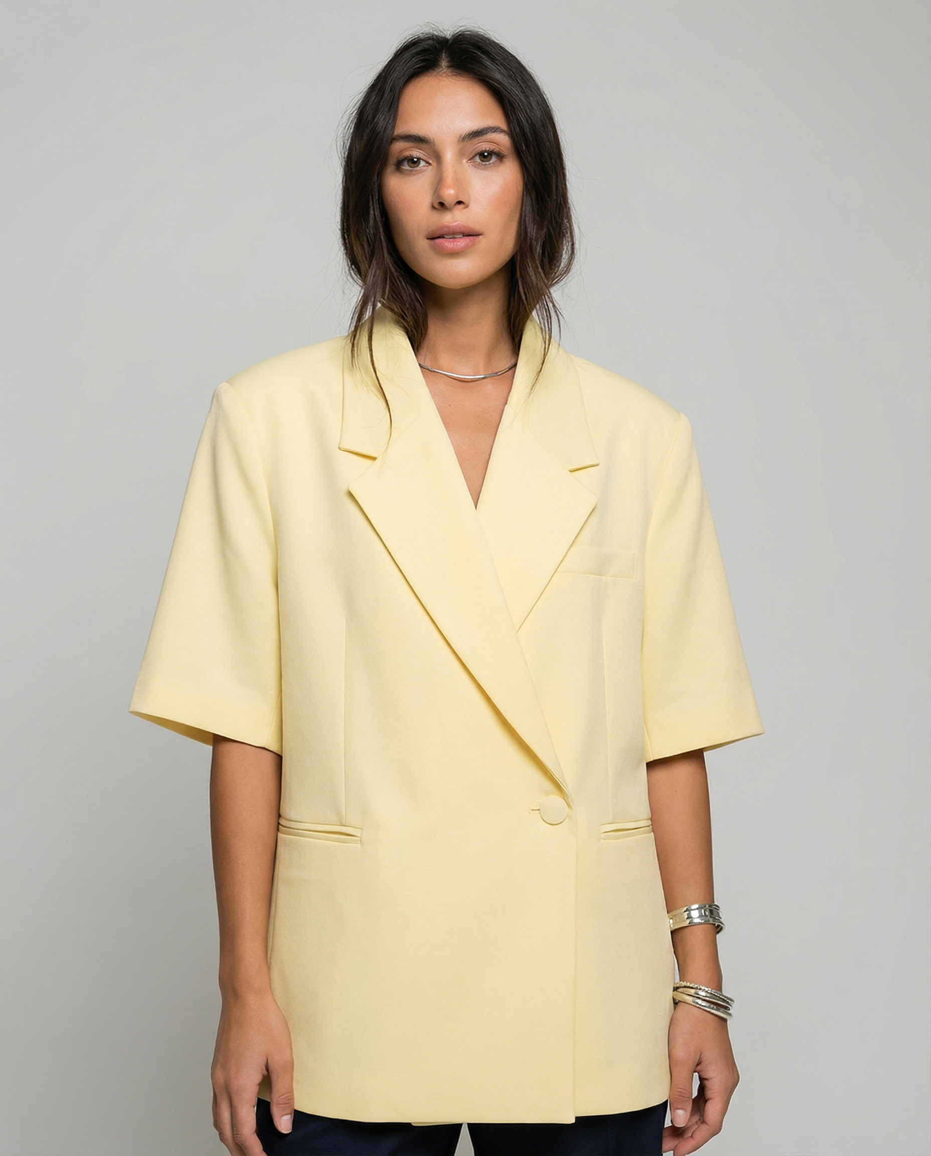 Oversize Blazer – Elegant Short Sleeve Summer Outerwear