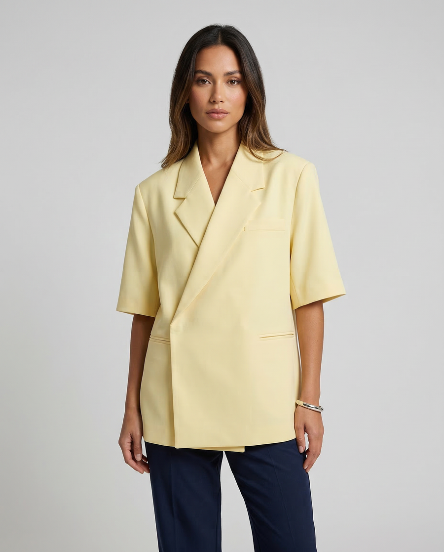 Oversize Blazer – Elegant Short Sleeve Summer Outerwear