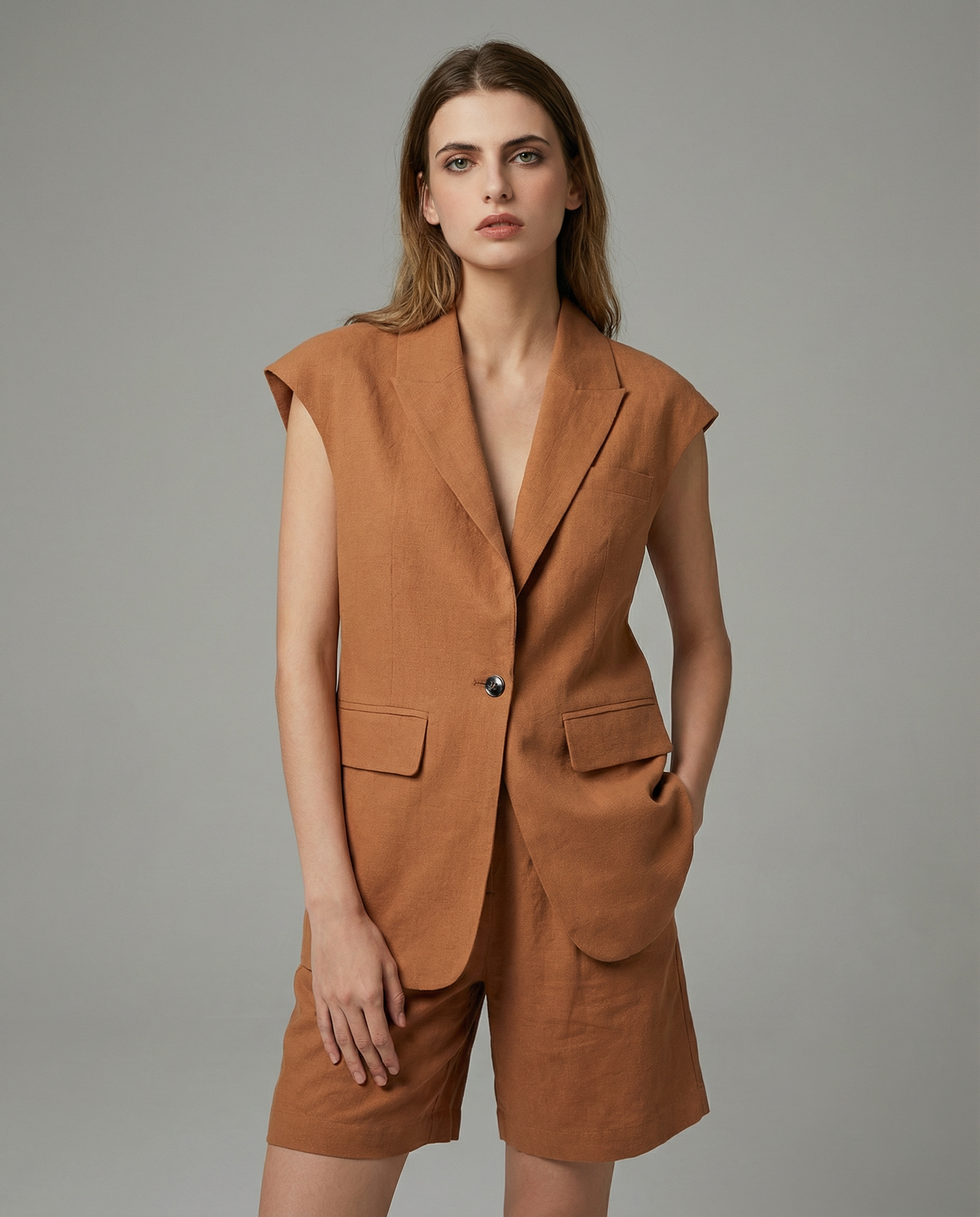 Women's Blazer Suit – Stylish Linen-Cotton Blend for Summer
