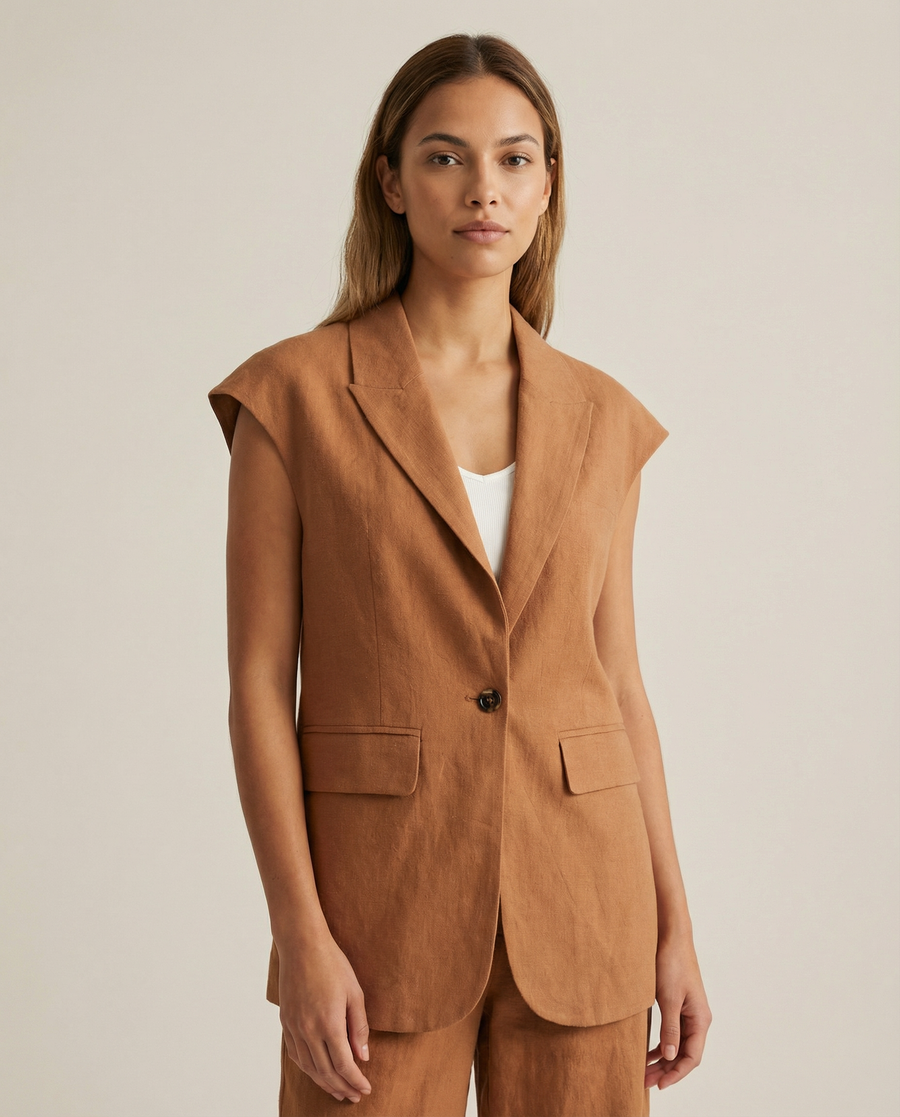 Women's Blazer Suit – Stylish Linen-Cotton Blend for Summer