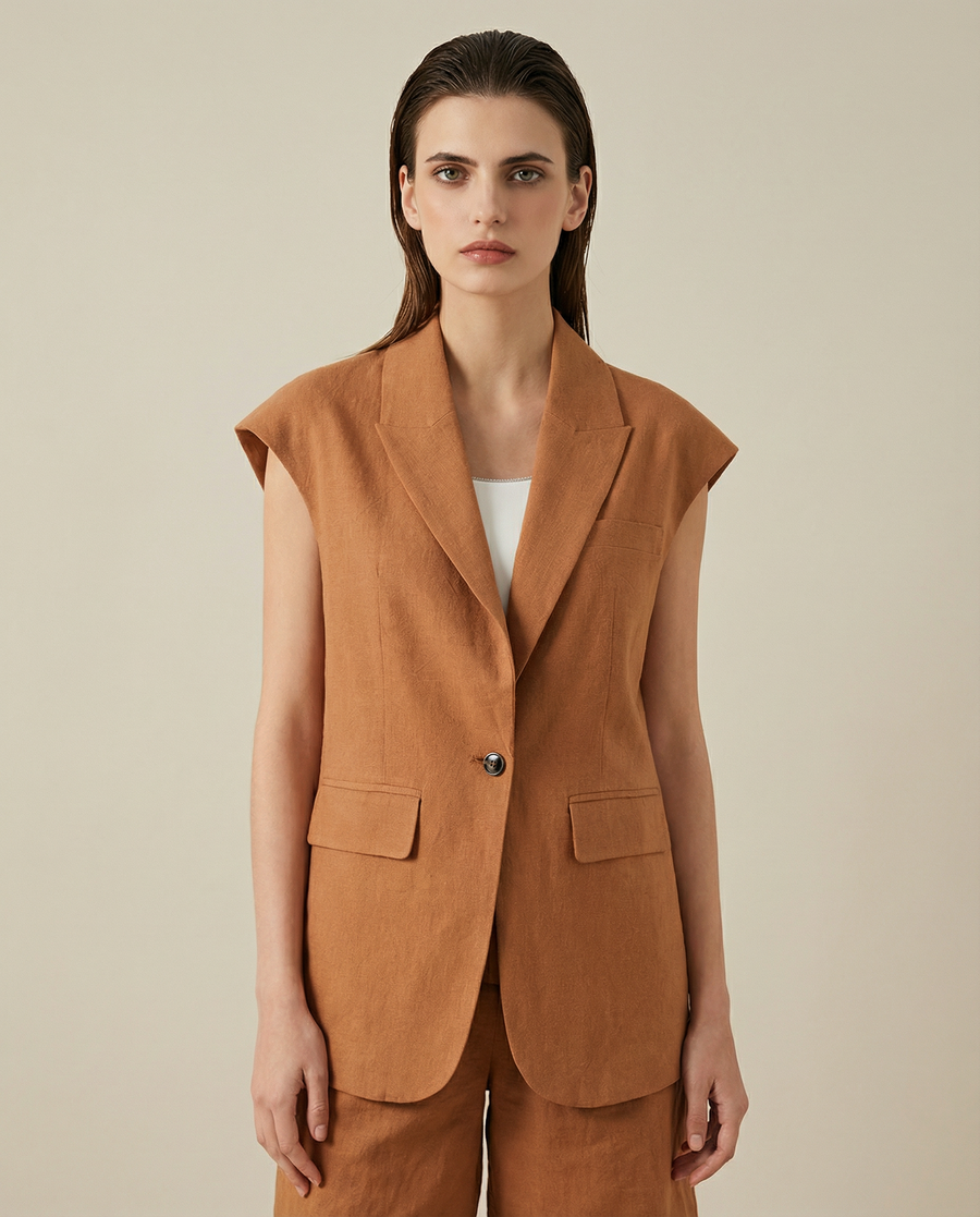 Women's Blazer Suit – Stylish Linen-Cotton Blend for Summer