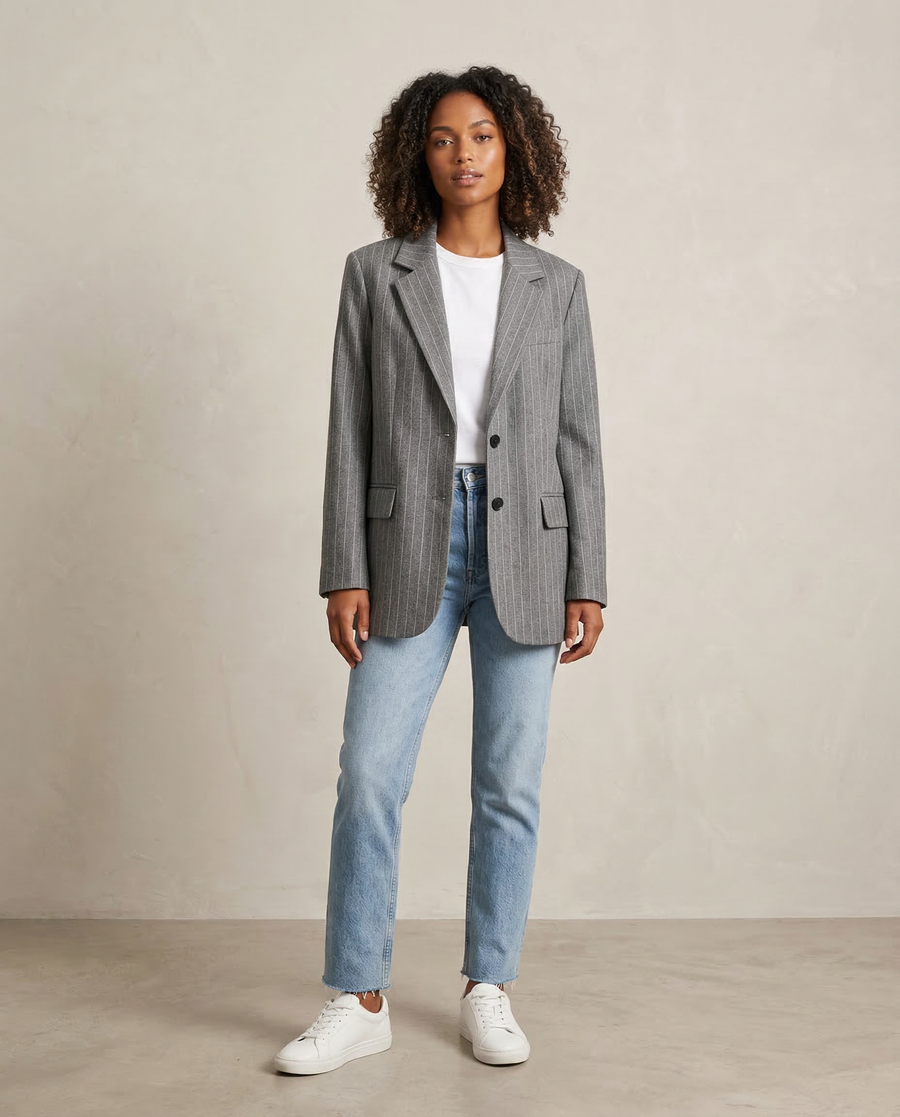 Striped Blazer – Chic Vintage Design with Pockets
