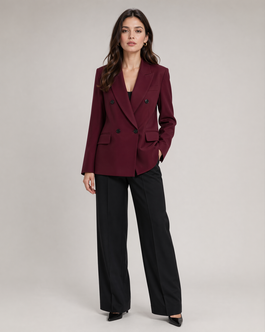 Burgundy Blazer – Tailored Oxblood Single-Button Jacket