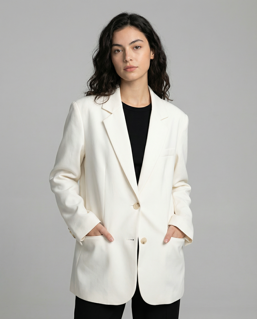 Chic Blazer – Elegant Solid Long Sleeve Office Coat