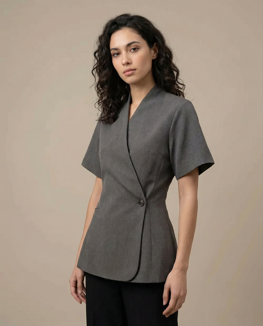 Spring Blazer Coat – V-Neck Design for Effortless Style