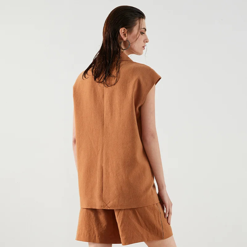 Women's Blazer Suit – Stylish Linen-Cotton Blend for Summer