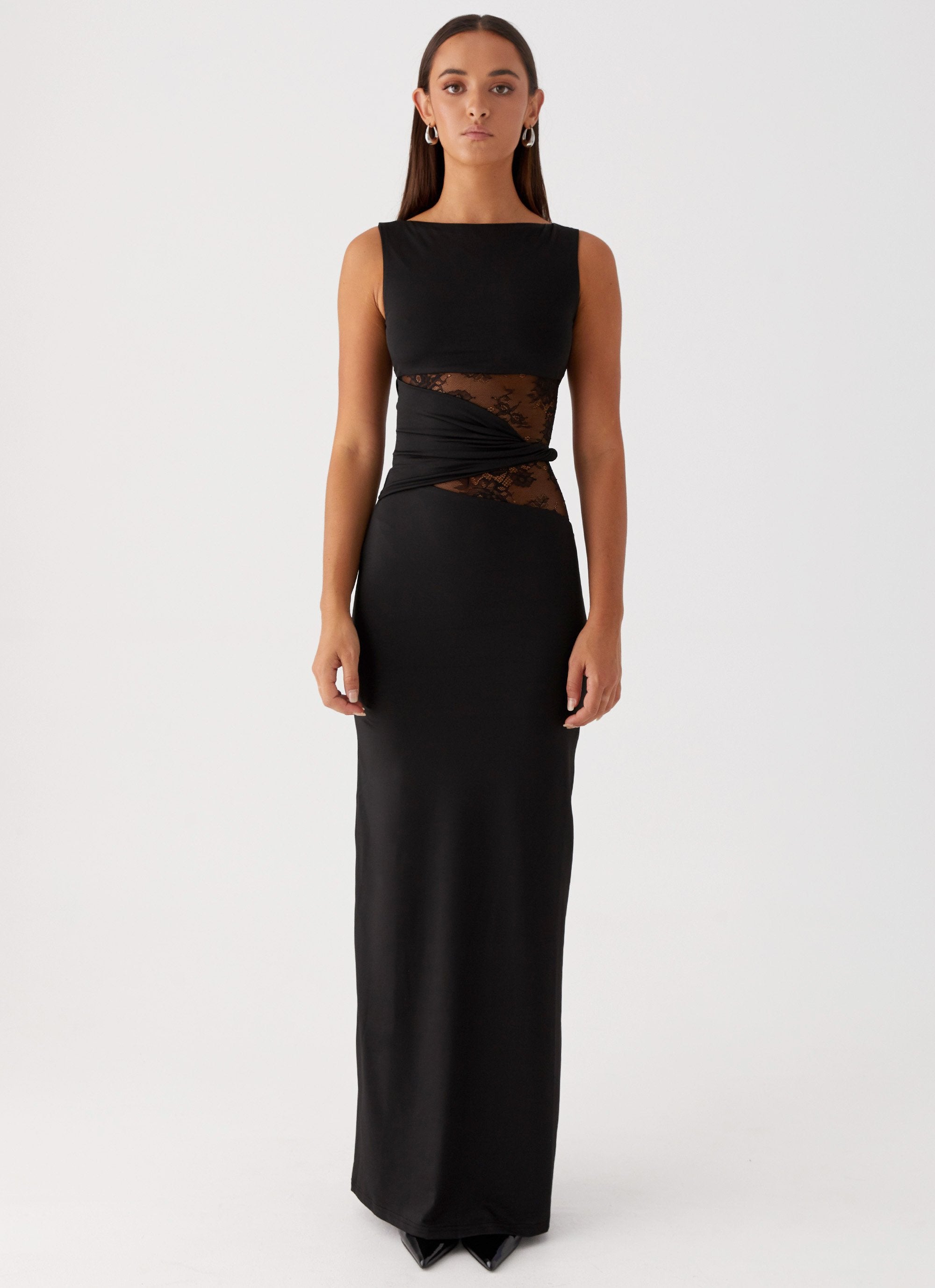 Liora| Figure-flattering maxi dress with subtle cutouts and lacing
