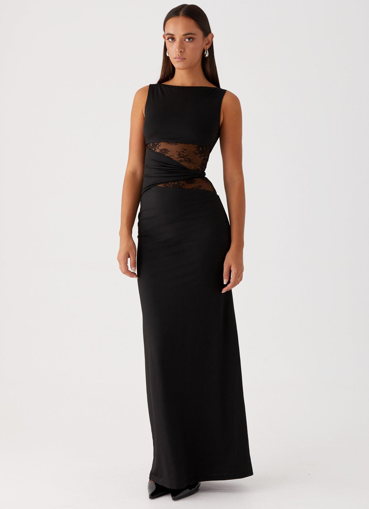 Liora| Figure-flattering maxi dress with subtle cutouts and lacing