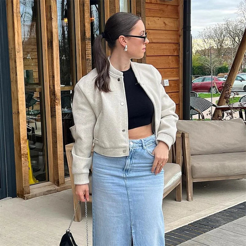 Women's Light Cropped Bomber Jacket