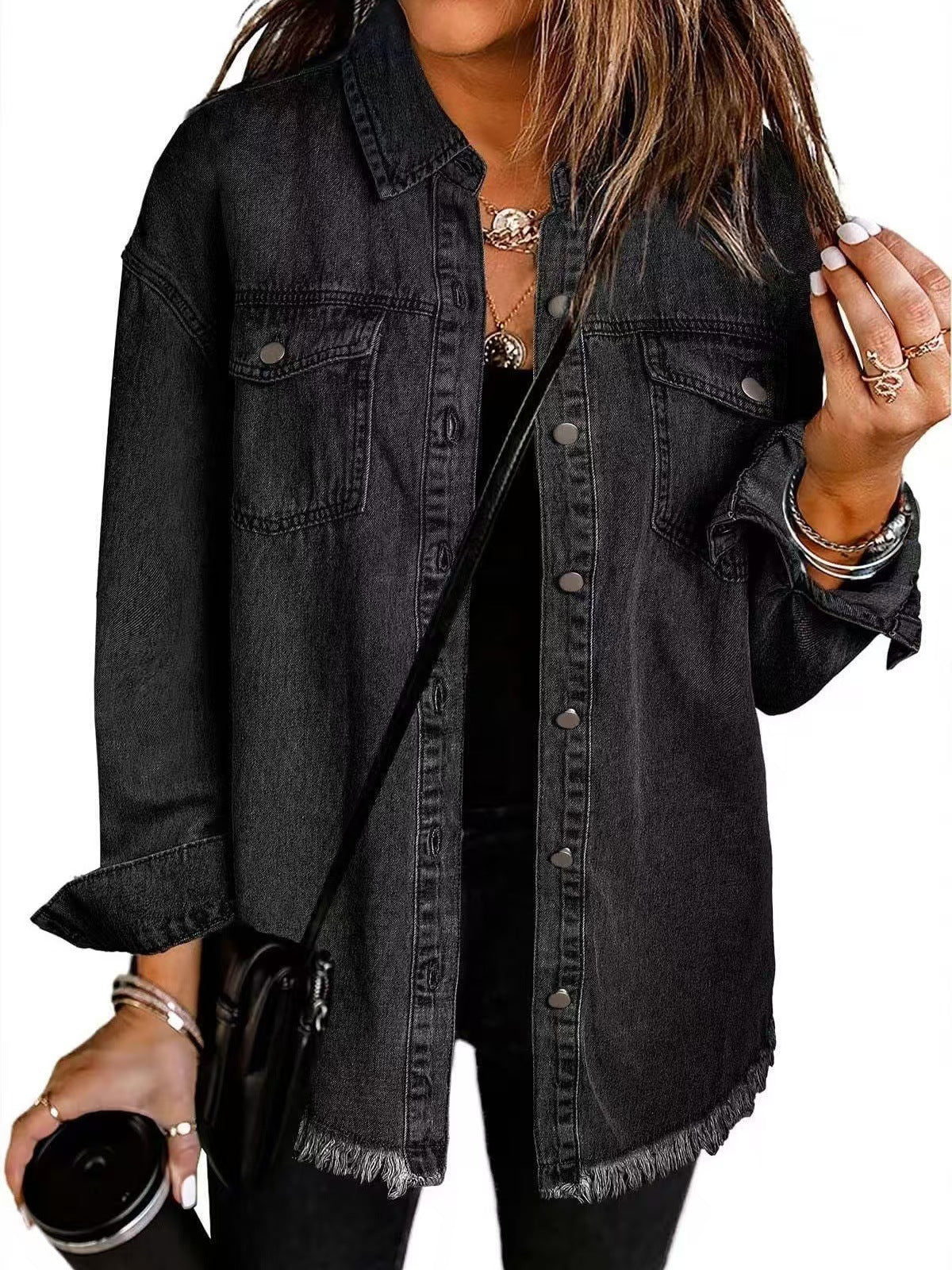 Women's Classic Everyday Denim Jacket — Relaxed Long-Sleeve Cotton Trucker Jacket