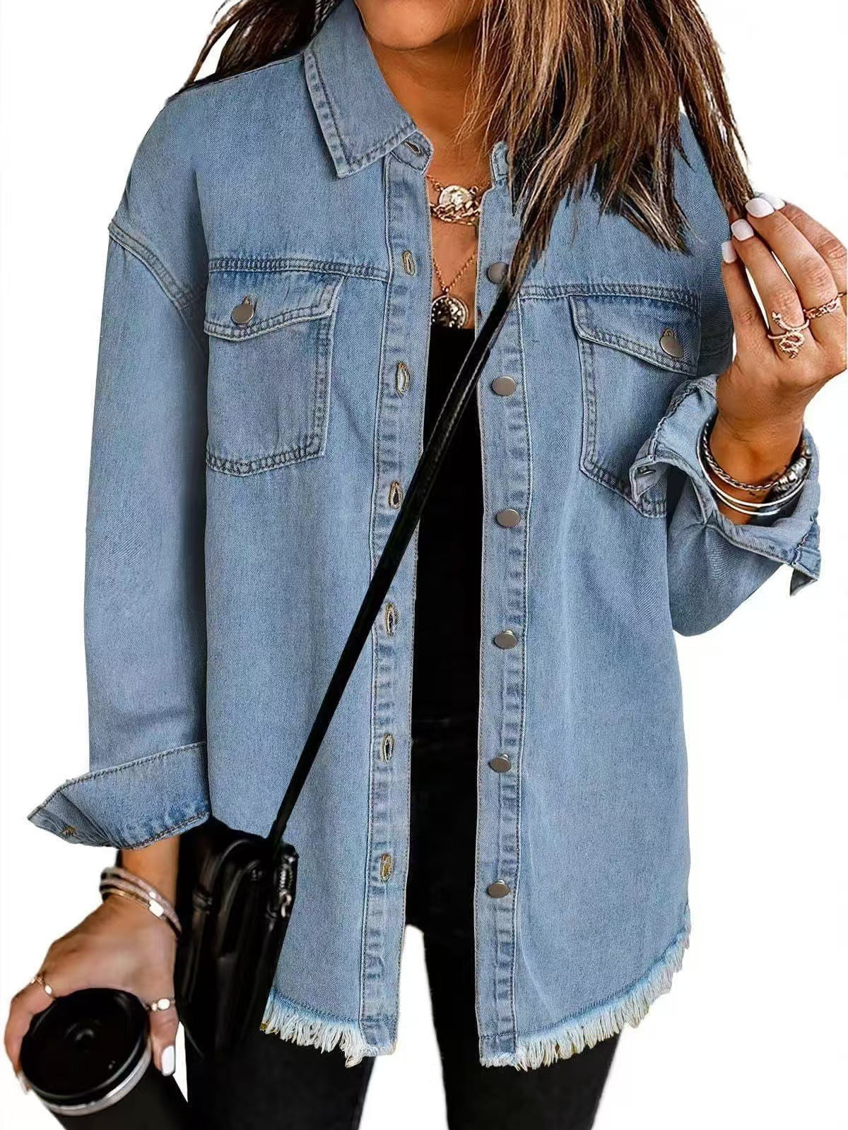 Women's Classic Everyday Denim Jacket — Relaxed Long-Sleeve Cotton Trucker Jacket