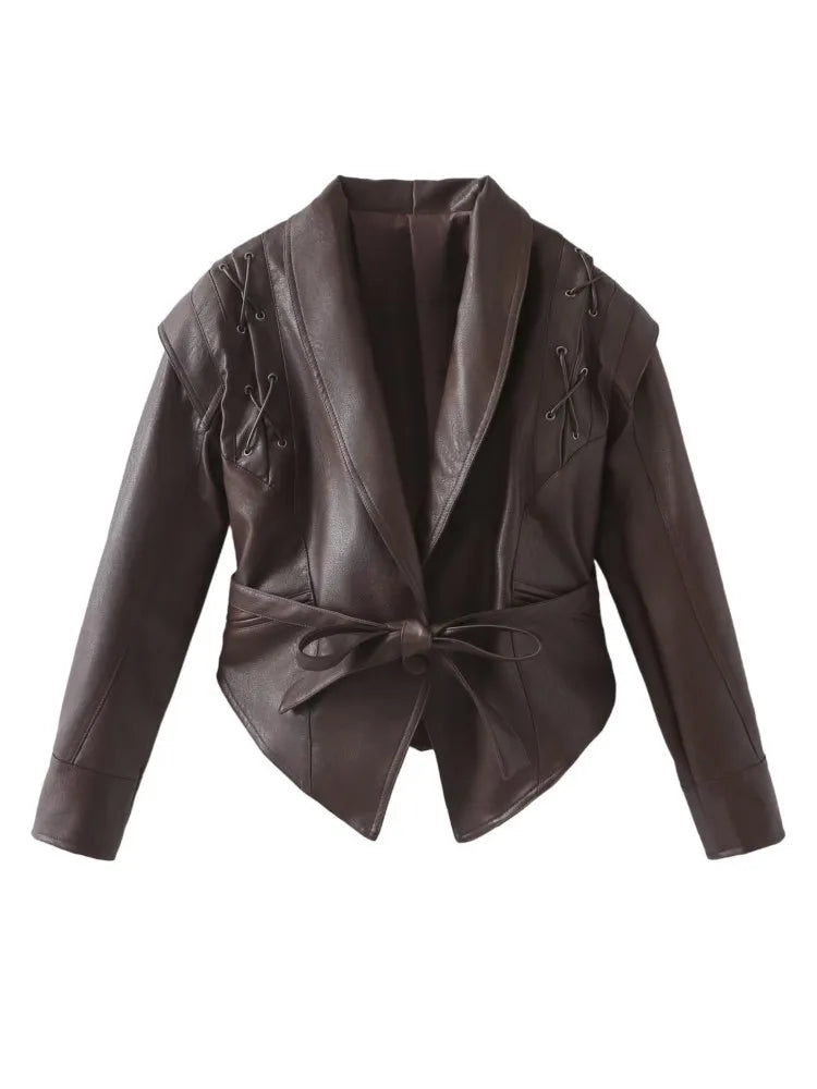 Women's Faux Leather Wrap Jacket