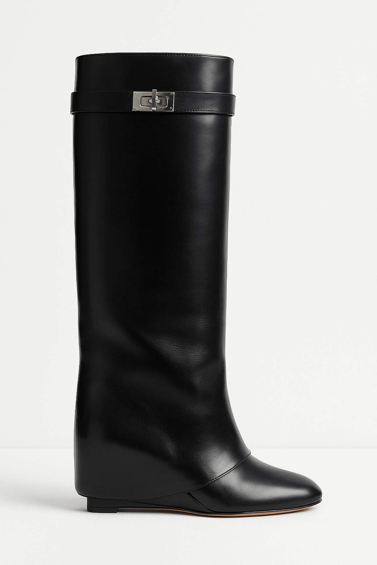 Women's Shark Lock Knee-High Faux Leather Boots