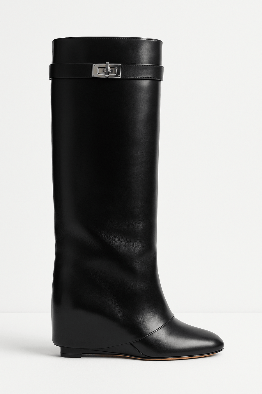 Women's Shark Lock Knee-High Faux Leather Boots