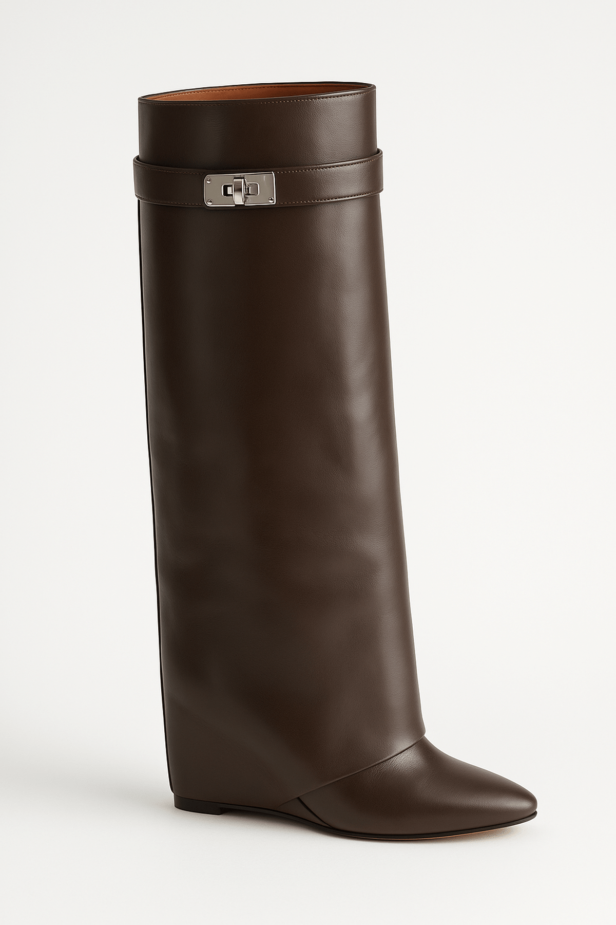 Women's Shark Lock Knee-High Faux Leather Boots