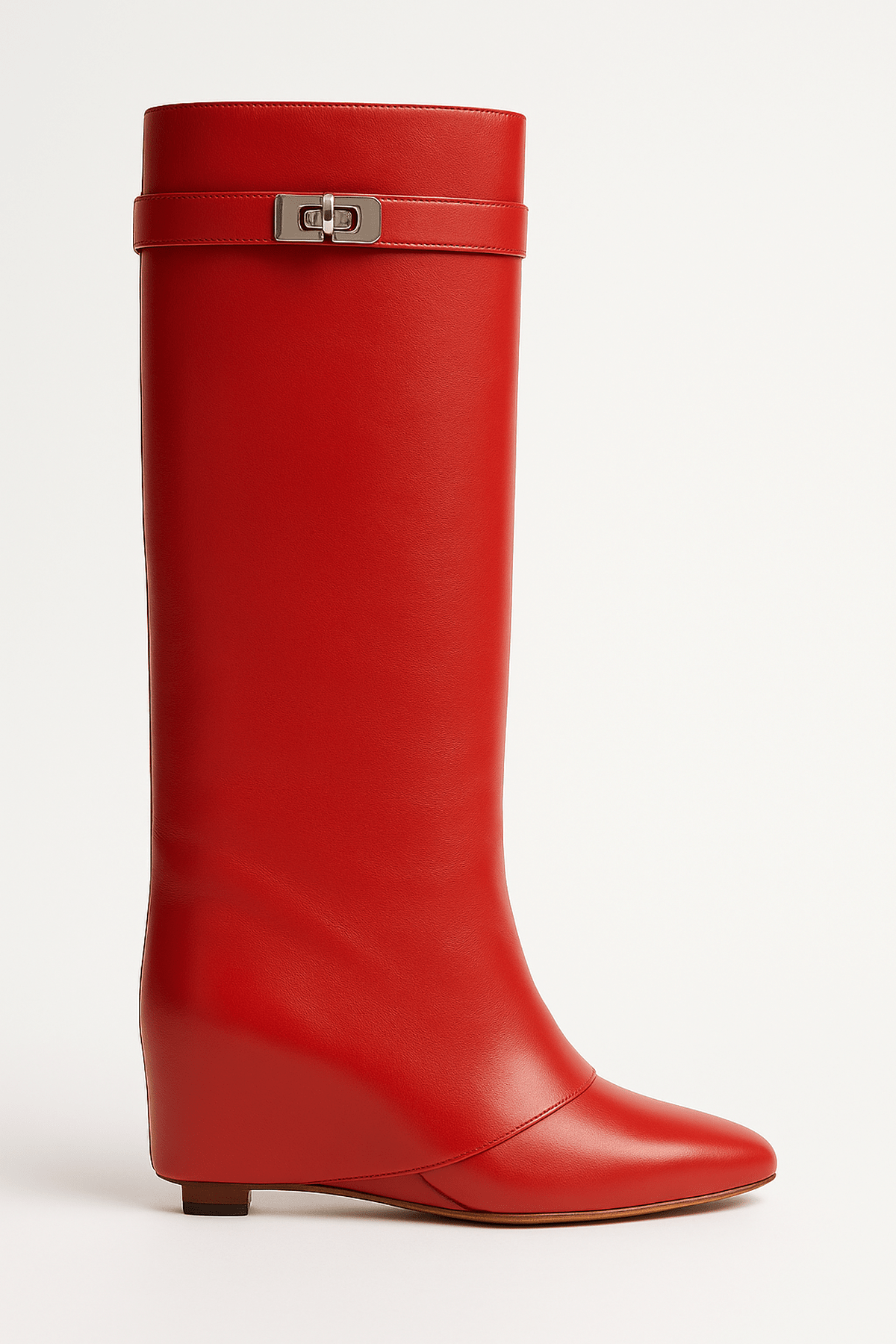 Women's Shark Lock Knee-High Faux Leather Boots