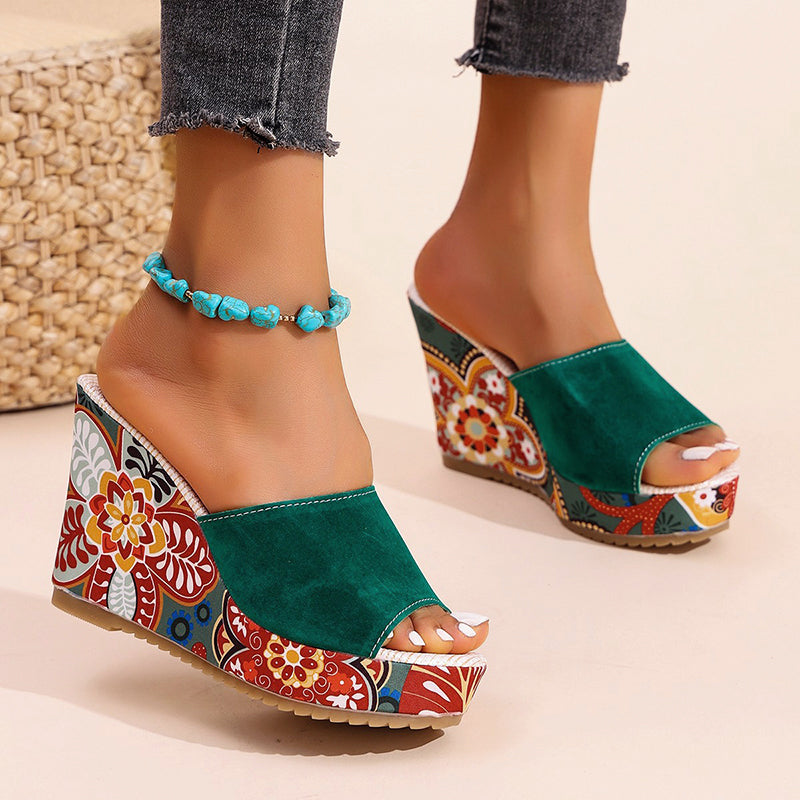 Nova Rossi Velvet Boho Wedge Sandals