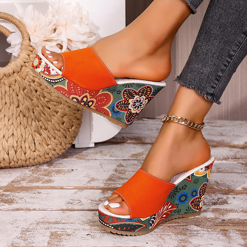 Nova Rossi Velvet Boho Wedge Sandals