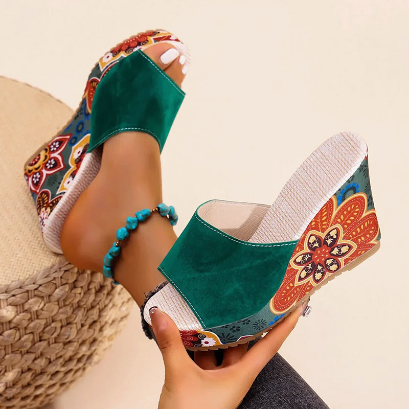 Nova Rossi Velvet Boho Wedge Sandals