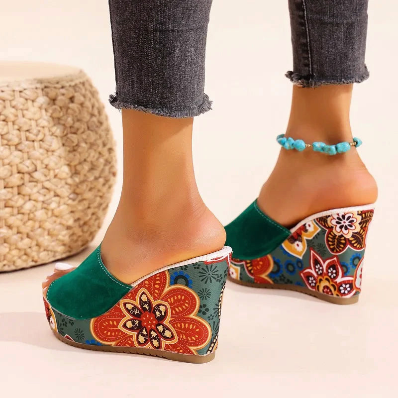 Nova Rossi Velvet Boho Wedge Sandals
