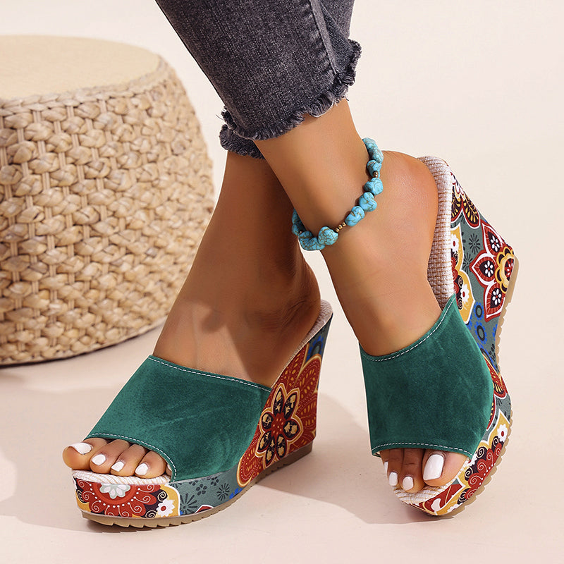 Nova Rossi Velvet Boho Wedge Sandals