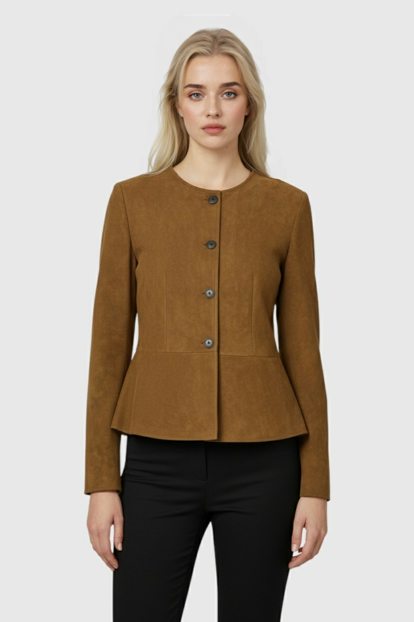 Chic Vintage Casual Jacket with Timeless Brown Design